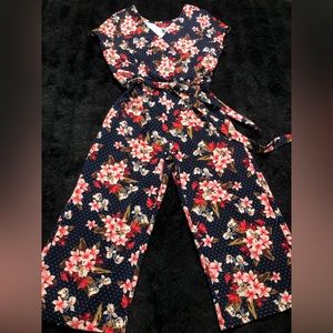 Ladies Jumpsuit with Belt Beautiful floral print with dots